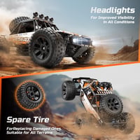 DEERC 1:10 RC Monster Truck 48 km/h 4X4 LED világítással, 2 akkumulátor, 2.4 GHz 6