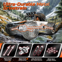 DEERC 1:10 RC Monster Truck 48 km/h 4X4 LED világítással, 2 akkumulátor, 2.4 GHz 3