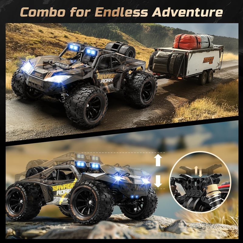 DEERC 1:14 40km/h Távirányított Terepjáró 4x4 LED Fénnyel, Gyors RC Autó Fiúknak