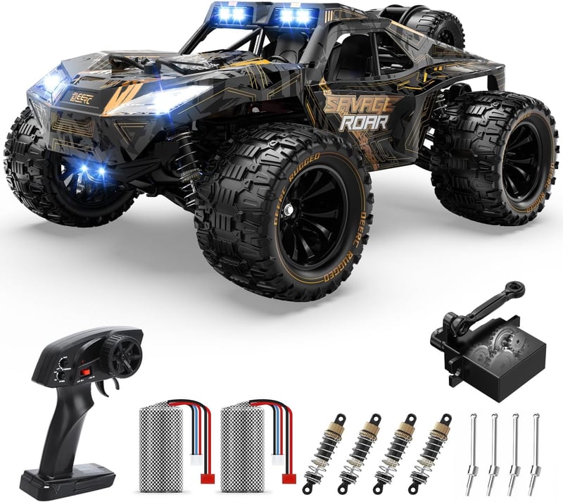 DEERC 1:14 40km/h Távirányított Terepjáró 4x4 LED Fénnyel, Gyors RC Autó Fiúknak