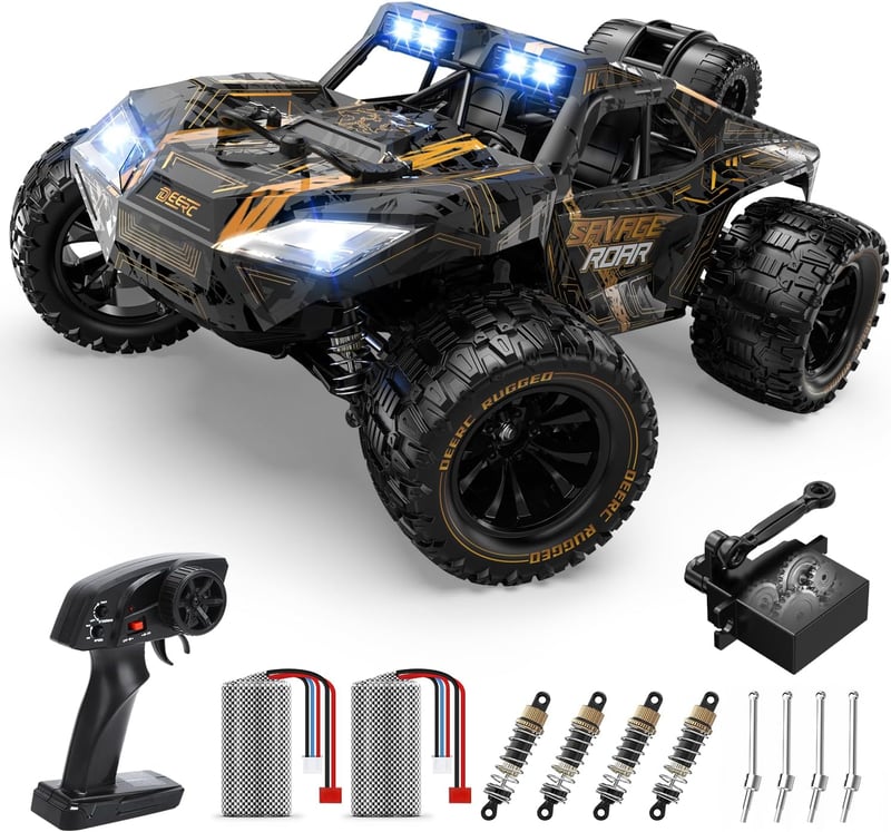DEERC 1:14 40km/h Távirányított Terepjáró 4x4 LED Fénnyel, Gyors RC Autó Fiúknak