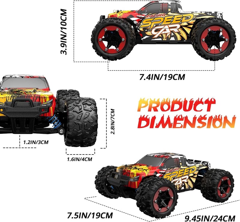 DEERC 9310 Távirányítós Autó 1:18 Méretarány 30+ km/h Sebesség 4WD Terepjáró RC Monster Truck Játék Fiúknak
