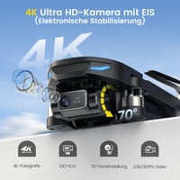 DEERC D10 Skladací dron s 2K HD kamerou - FPV živé video, ovládanie gestami, selfie režim, udržiavanie výšky, pre začiatočníkov, s 2 batériami a H 2