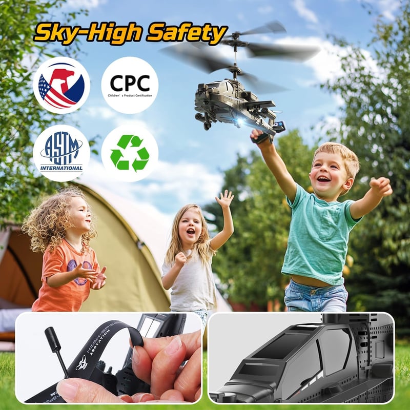 DEERC RC Helikopter 2.4 GHz Távirányítóval, 30 Perc Repülési Idő, 2 Akkumulátor, LED Világítás, Magasságtartó Funkcióval, 14+ Éveseknek
