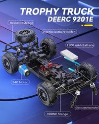 DEERC Távirányítós Autó 1:10 Világítással 48 km/h 4WD Terepjáró Monster Crawler 2 Akkuval 40 Perc Játékidő 2 Karosszéria Felnőtt Gyerek 3