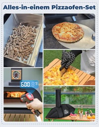 DEERFAMY Hordozható Pizzasütő Kő Hőmérővel és Táskával Kempinghez 2