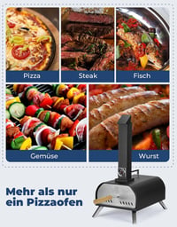 DEERFAMY Hordozható Pizzasütő Kő Hőmérővel és Táskával Kempinghez 3
