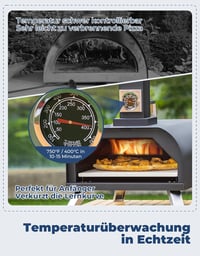 DEERFAMY Hordozható Pizzasütő Kő Hőmérővel és Táskával Kempinghez 4