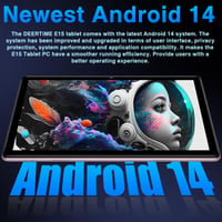 10-palcový tablet DEERTiME s Androidom 14, 20 GB RAM + 128 GB ROM, WiFi 6, 5G, osemjadrový procesor, Widevine L1, Bluetooth 5.0, s klávesnicou, myšou a 3