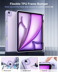 TiMOVO iPad Air 13 (M2) 2024 védőtok, tolltartóval, átlátszó hátlappal, állvány funkcióval, automatikus alvás/ébresztés, lila 3