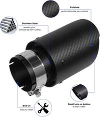 Krtopo 63mm-es matt fekete kipufogóvég - rozsdamentes acél és szénszálas, 2,5"-3,5" átmérő 4