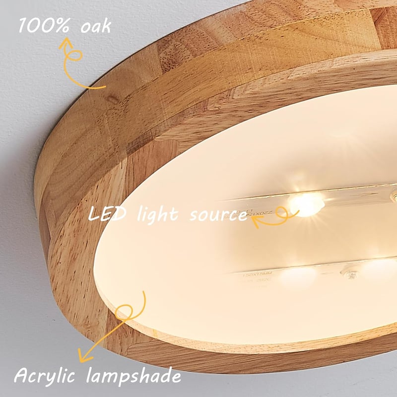 Baerolc 40 cm Fa LED Mennyezeti Lámpa Távirányítóval - Szabályozható Fényerő, 3000K-6000K Kerek Világítás Hálószobába, Irodába, Konyhába