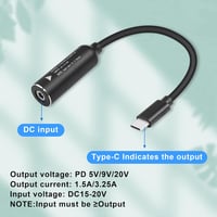 GINTOOYUN PD65W DC 3.5x1.35mm - USB-C Töltőkábel Laptopokhoz, Telefonokhoz és Tabletekhez, 18cm, 65W Teljesítménnyel 5