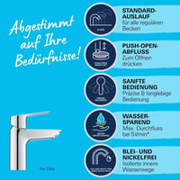GROHE Quickfix Start Egykaros Mosdócsap S Méret | Króm Fürdőszobai Csaptelep Szerelőeszközzel | Víztakarékos Rendszer | Fém Fogantyú 3
