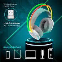 Bezdrôtové herné slúchadlá Defender Tsunami – 40-hodinová výdrž batérie, 2,4 GHz a Bluetooth, 7.1 priestorový zvuk, mikrofón s potlačením hluku, kompatibilné s PS5/PS4/Switch/PC, biele 4