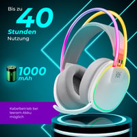 Bezdrôtové herné slúchadlá Defender Tsunami – 40-hodinová výdrž batérie, 2,4 GHz a Bluetooth, 7.1 priestorový zvuk, mikrofón s potlačením hluku, kompatibilné s PS5/PS4/Switch/PC, biele 6