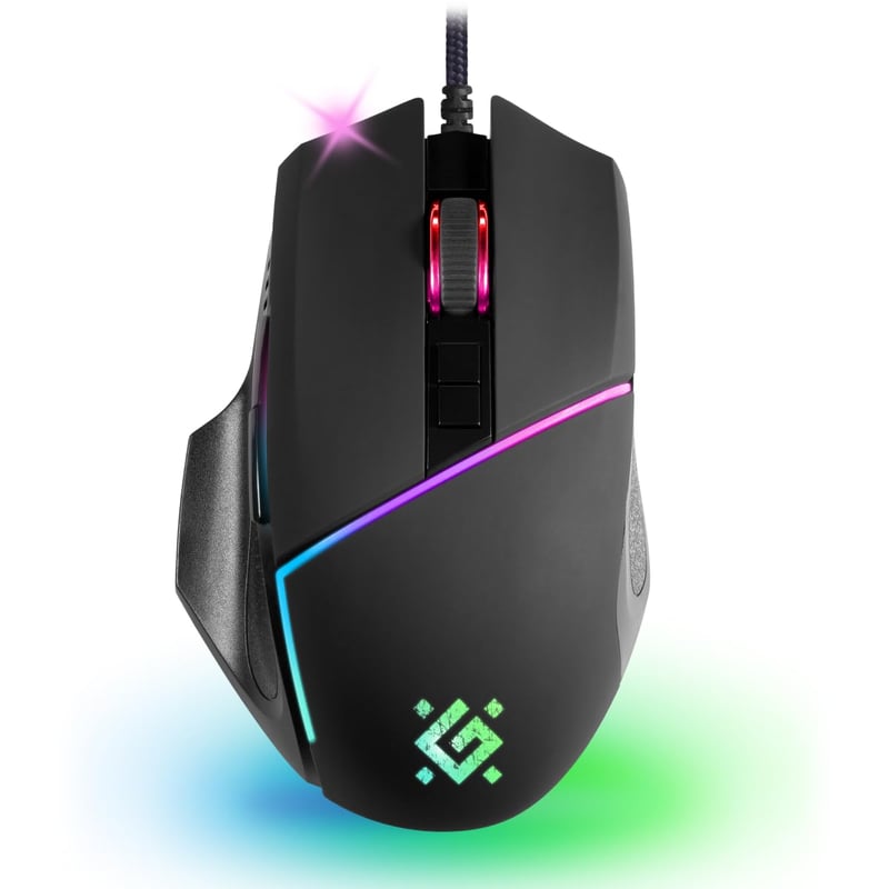 Mouse de gaming ergonomic Defender Warframe GM-880L, 12800 DPI, RGB, butoane programabile