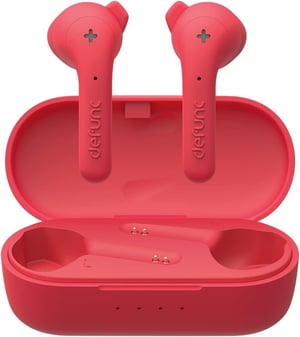 Defunc True Basic bežične slušalice, IPX4 vodootporne, Bluetooth 5.0, s ugrađenim mikrofonom i kutijom za punjenje, crvene