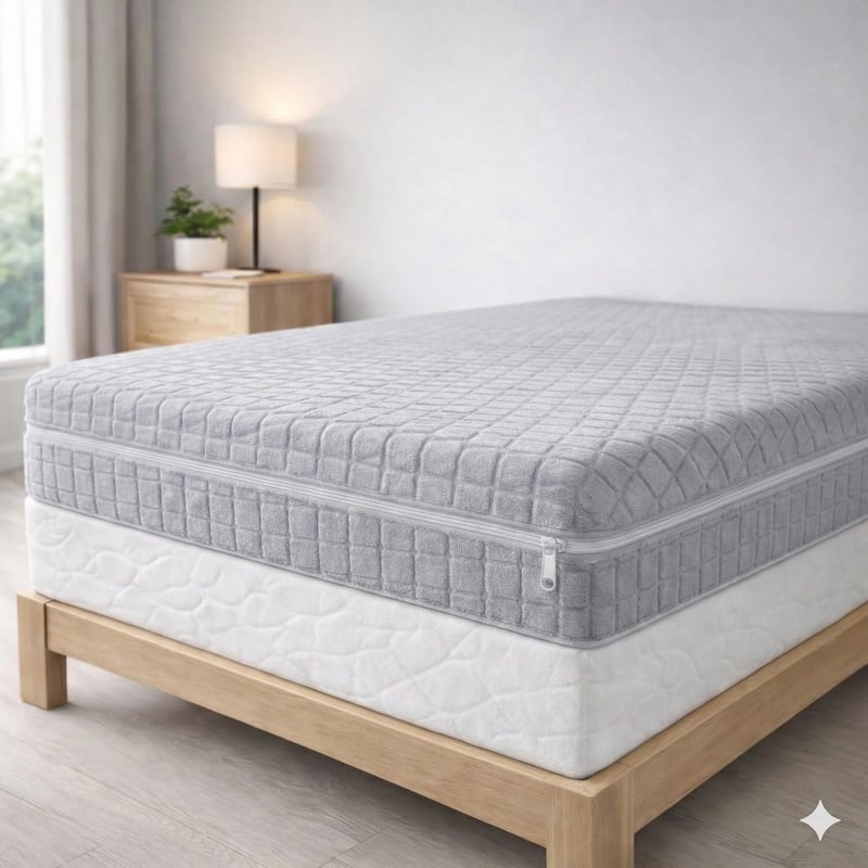 Degrees Home Teide 150cm Matracvédő Huzat Cipzárral Antiacari Szürke - Bett 150 cm, Gray