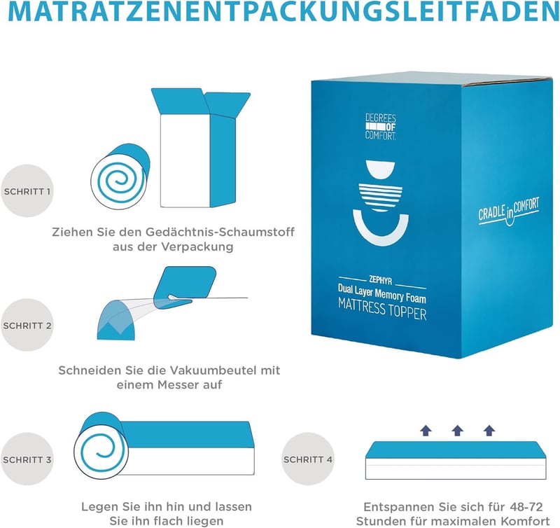 Degrees of Comfort Topper 140x200 cm, 10 cm, H2 & H3 Gél Memory Foam Matractopper