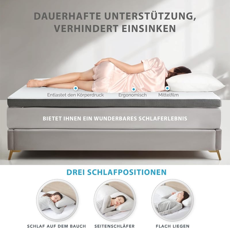 Degrees of Comfort Topper 140x200 cm, 10 cm, H2 & H3 Gél Memory Foam Matractopper