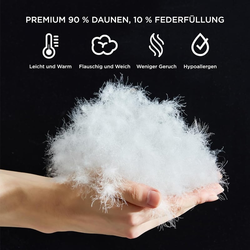 Degrees of Comfort Négyévszakos Paplan 155x220 cm, 90% Pehely 10% Toll, 780g Töltet, 100% Pamut Huzat, Antiallergén, Légáteresztő