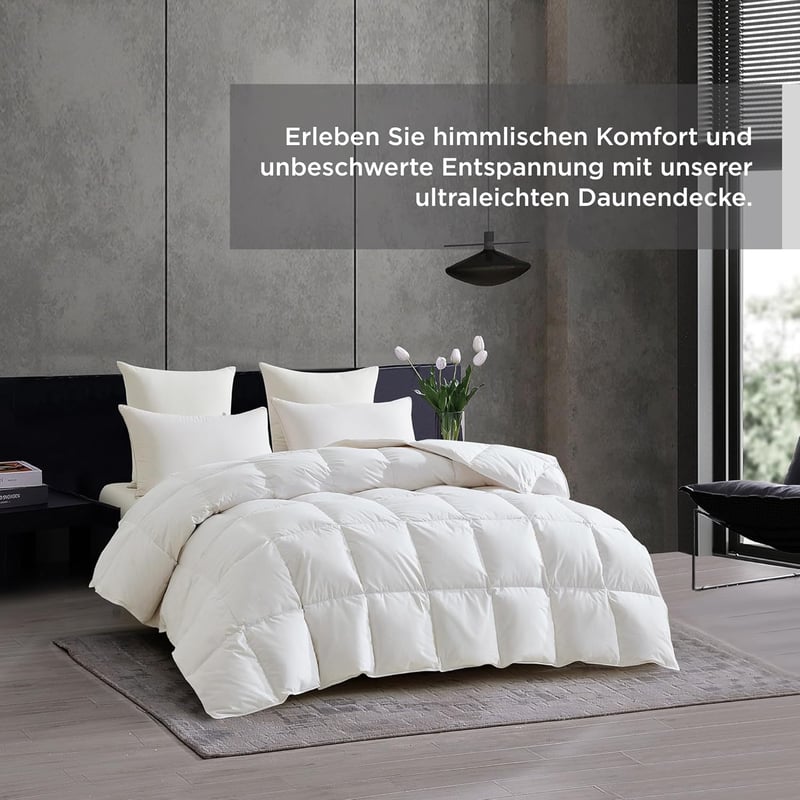 Degrees of Comfort Négyévszakos Paplan 155x220 cm, 90% Pehely 10% Toll, 780g Töltet, 100% Pamut Huzat, Antiallergén, Légáteresztő