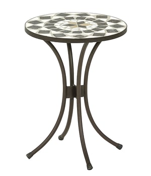 Dehner Diana mozaik virágállvány, barna/szürke/fehér, Ø 41 cm, magasság 50 — sérült asztallap, csavarok nélkül (állapot: lásd a 2. képet)