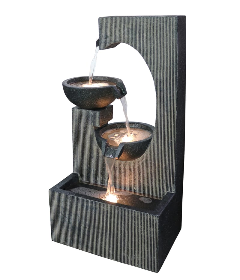 Dehner Lorca solarna vrtna fontana s LED rasvjetom, otporna na smrzavanje, za vanjsku upotrebu, siva, cca 81 x 45 x 32 cm, poliresin