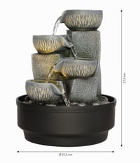 Fântână de interior Dehner Nalani cu iluminare LED, înălțime 27 cm, diametru 21,5 cm, polirășină, gri 2