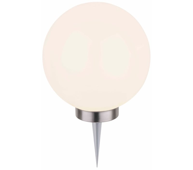 Dehner Solárna guľová lampa s bodcom a meničom farieb, Ø 30 cm, plast, biela