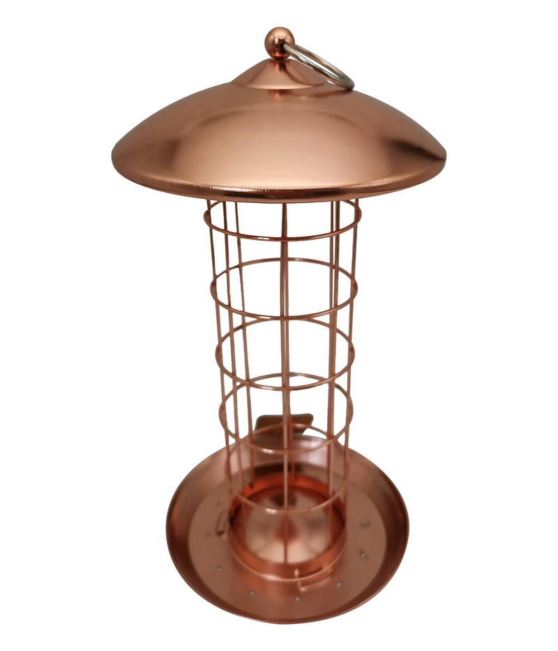 Dehner Natura Joelle Premium stup za hranjenje sjenica, hranilica za ptice otporna na vremenske uvjete, Ø 16 cm, visina 30 cm, metal, bakar