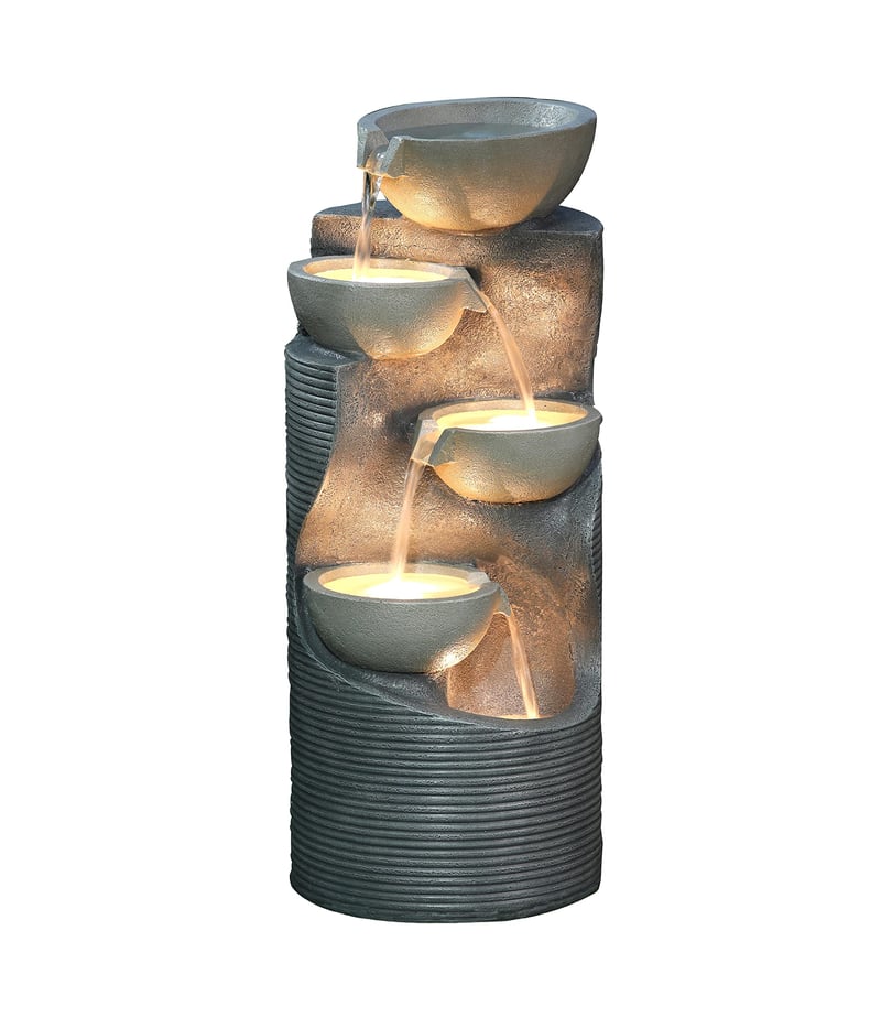 Vrtna fontana Dehner Salo s LED rasvjetom, cca 81 x 34 x 33 cm, poliresin, siva