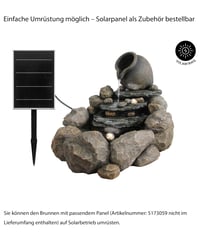Dehner Soltero vonkajšia záhradná fontána s LED osvetlením, solárna, 69x54x57,8 cm, polyresín, sivá 2