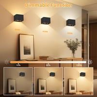 Dehobo set 4 lămpi de perete cu senzor de mișcare pentru interior, negru, cu telecomandă, 5400 mAh, 3 moduri de iluminare, reglabilă, reîncărcabilă prin USB, fără fir 5