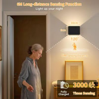 Dehobo set 4 lămpi de perete cu senzor de mișcare pentru interior, negru, cu telecomandă, 5400 mAh, 3 moduri de iluminare, reglabilă, reîncărcabilă prin USB, fără fir 4