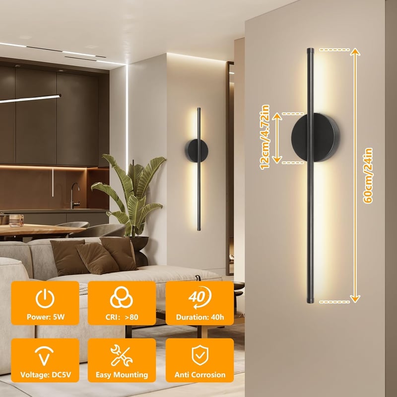 Dehobo LED fali lámpa távirányítóval, 60 cm, dimmer, 3 színhőmérséklet, vezeték nélküli