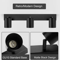 Spot LED pentru tavan Dehobo cu 3 socluri GU10, plafonieră rotativă, negru 7