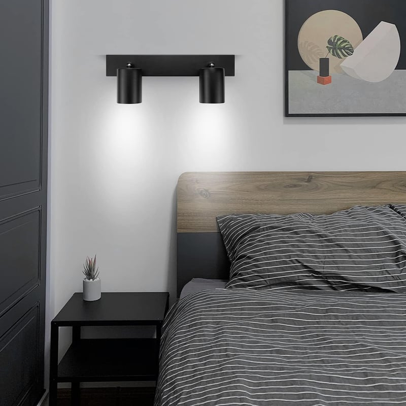 Dehobo LED Mennyezeti Spotlámpa 350° Forgatható 2-Izzós GU10 Fekete - Ceiling light, 2-bulb, Black