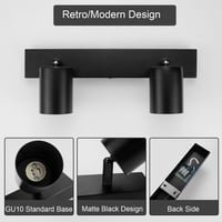 Dehobo LED Mennyezeti Spotlámpa 350° Forgatható 2-Izzós GU10 Fekete - Ceiling light, 2-bulb, Black 6