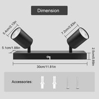 Dehobo LED Mennyezeti Spotlámpa 350° Forgatható 2-Izzós GU10 Fekete - Ceiling light, 2-bulb, Black 5
