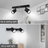 Dehobo LED Mennyezeti Spotlámpa 350° Forgatható 2-Izzós GU10 Fekete - Ceiling light, 2-bulb, Black 4
