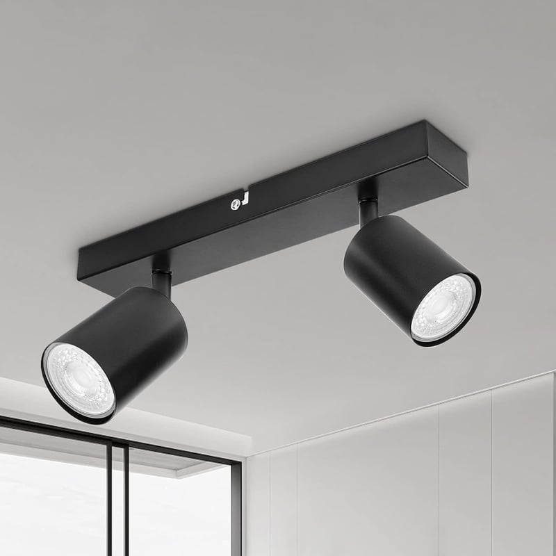 Dehobo LED Mennyezeti Spotlámpa 350° Forgatható 2-Izzós GU10 Fekete - Ceiling light, 2-bulb, Black