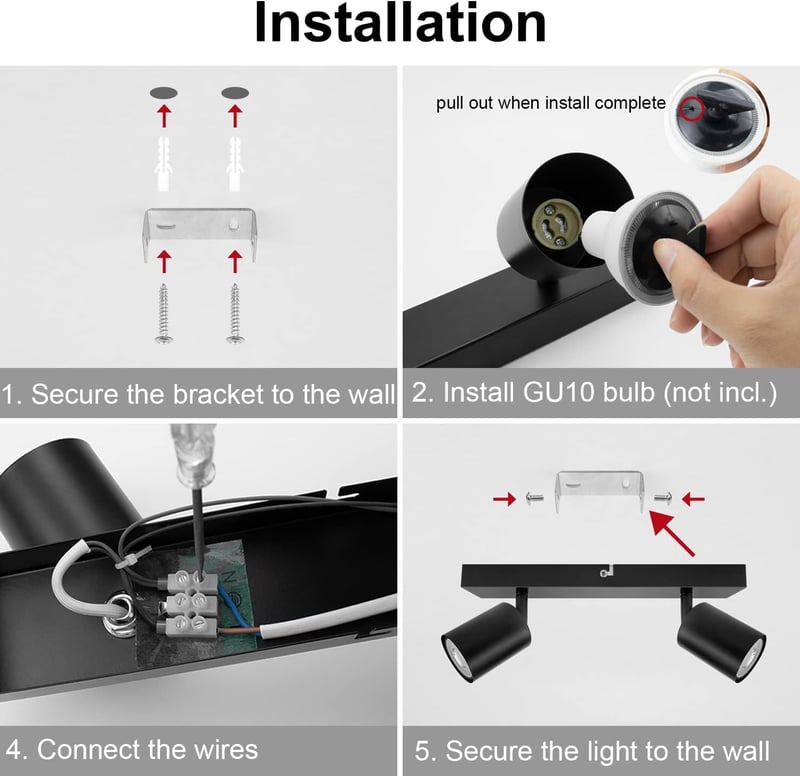 Dehobo LED Mennyezeti Spotlámpa 350° Forgatható 2-Izzós GU10 Fekete - Ceiling light, 2-bulb, Black