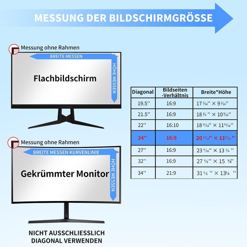 DEJIMAX 24 Inch Monitor Adatvédelmi Fólia Kékfény Szűrővel