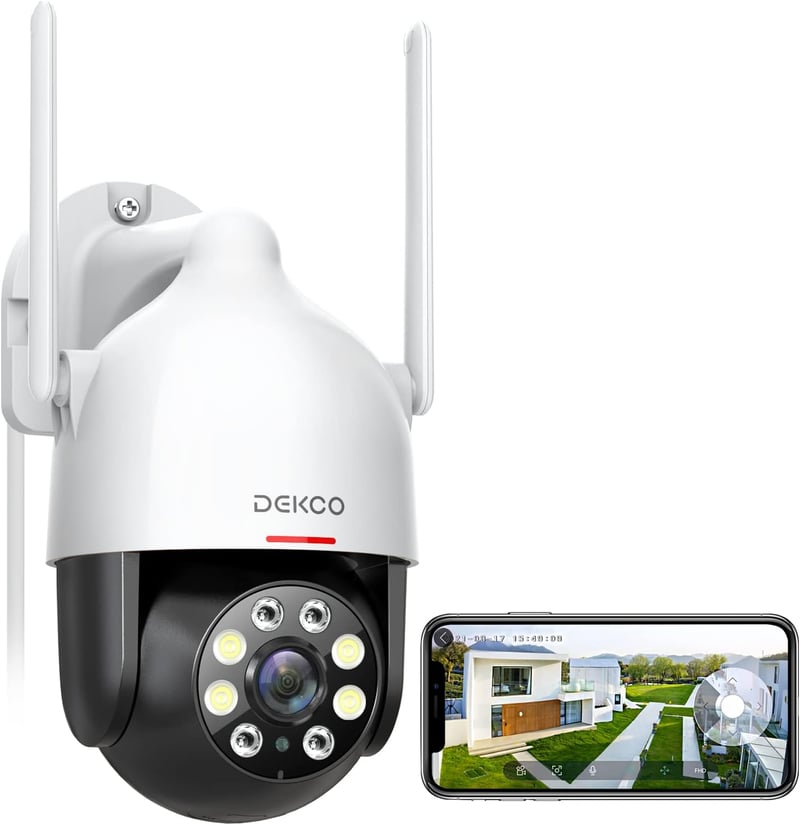 DEKCO 2K WiFi Biztonsági Kamera Kültéri, 350° Forgatható, Éjszakai Látás, Automatikus Követés - 1 piece (pack of 1)