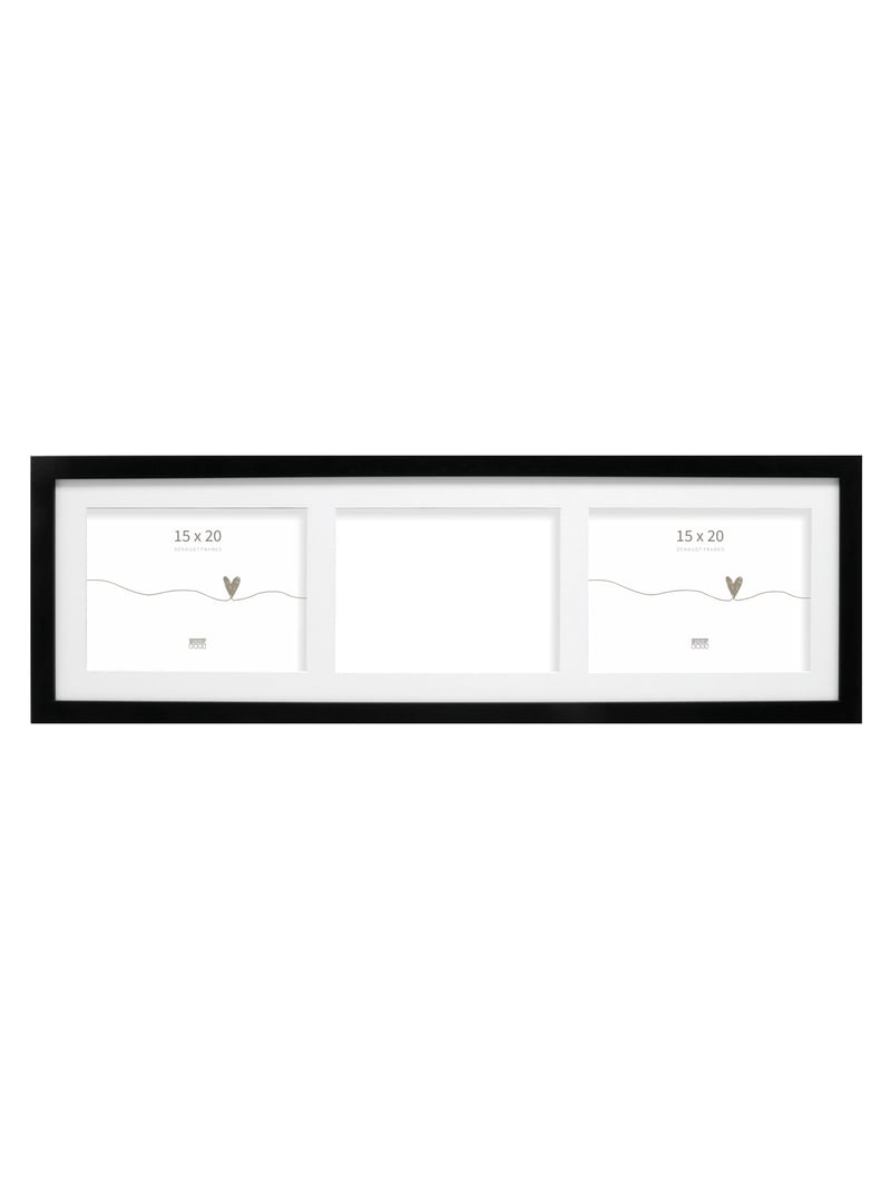 Ramă foto Deknudt Frames S66KC3 din MDF negru pentru 3 fotografii 15x20 cm, cu passe-partout, pentru perete sau masă, 23x71 cm