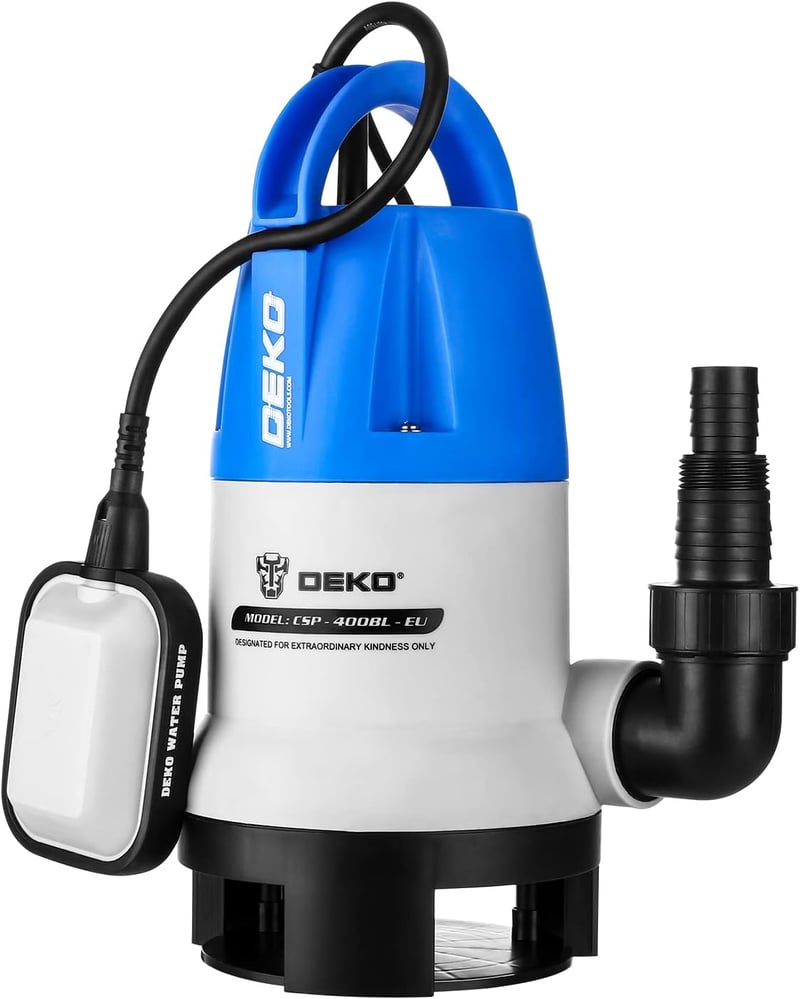 DEKO 400W szennyvíz szivattyú úszókapcsolóval 8000 l/h teljesítménnyel kerthez