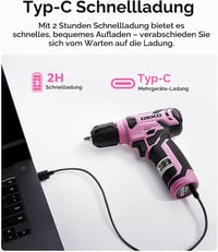 DEKO akkus csavarhúzó szerszámkészlet szerszámosládával, 126 db - rózsaszín 7