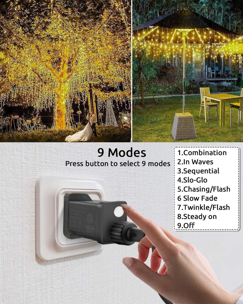 Dekofun 31V 6W EU Tündérfény Adapter Időzítővel, 8 Üzemmód, IP44 Vízálló